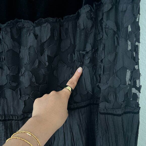 VTG Notations Sz 2X Midi Tiered Skirt Velvet Mixed Media Whimsigoth Witchy - Picture 6 of 9